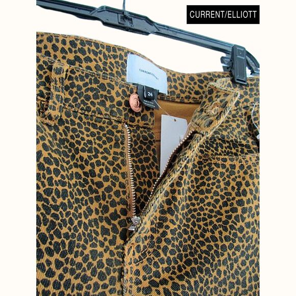 CURRENT/ELLIOTT NEW Glam Rock HIGH WAIST STILETTO Spotted Leopard Crop Jean 26/2 - Picture 6 of 12